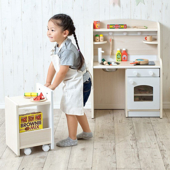 木製餐車兒童廚房 (日本直送) (包送貨)