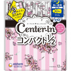 (低至$25) Unicharm Center-In 纖薄柔軟 護翼 衛生巾 夜用 (花香味) 12枚 30.5cm (日本直送) 
