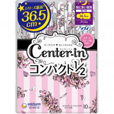 (低至7折後$21) Unicharm Center-In 纖薄柔軟 夜用 有翼衛生巾 (花香味) 10枚 36.5cm 日本製