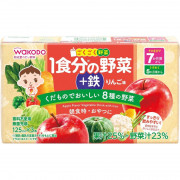 (低至$20) Wakodo 和光堂 嬰兒蘋果味蔬果汁 125ml 3支裝 (日本製) (適合7個月以上)
