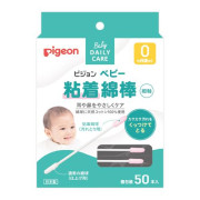 日本製 Pigeon 貝親  嬰兒細軸粘著性 棉花棒 50支 (適合0個月以上) 