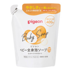 (日本製) Pigeon 貝親 嬰兒全身 保濕滋潤 泡泡沐浴露 沖涼 (無香) 400ml (補充裝) KZ