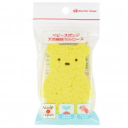 日本製 Akachan 嬰兒天然沐浴綿 海棉 小熊 Yellow