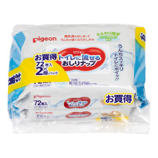 日本製 可沖厠 72枚x2包 Pigeon 貝親 嬰兒濕紙巾 (補充裝) KZ