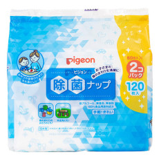 (低至$28) 日本製 除菌 60枚x2包 Pigeon 貝親 柔軟 加厚 濕紙巾 (補充裝) KZU
