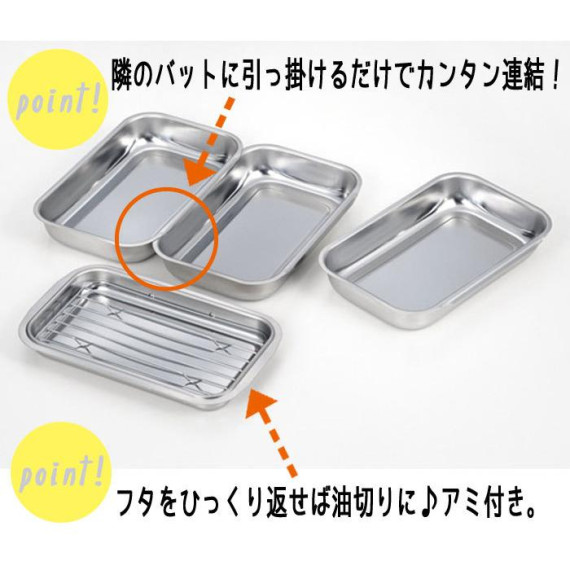 (低至55折) 日本製 Yoshikawa 吉川 不鏽鋼 天婦羅 / 炸物 可連結 料理盤組合 (一套5件) SJ1076 (日本直送)