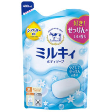 (低至$18) 牛乳石鹼 日本製 牛奶精華 沐浴露 沖涼 (柔和皂香) 400ml (補充裝) 