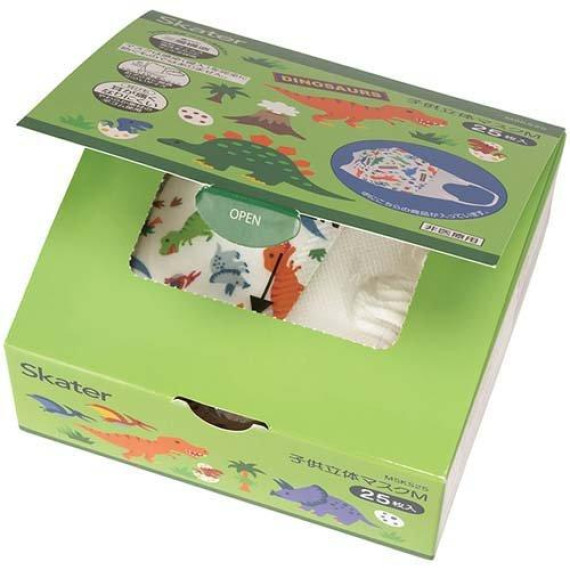 (低至$57) (適合4歲以上) 25枚 Skater 兒童 盒裝立體 3D 口罩 - Dinosaur 恐龍 (日本直送) KZ