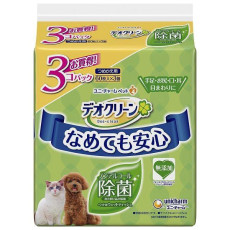 日本製 Unicharm 寵物 貓狗 犬 全身用 無酒精除菌濕紙巾 60片x3包 (補充裝) 