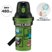 (日本製) Skater Disney 直飲式水樽 水壺 連背帶 480ml - Minecraft