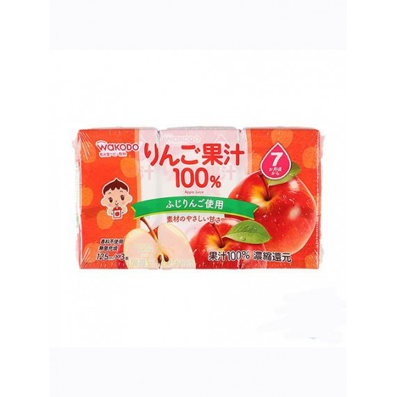 (低至$20) Wakodo 和光堂 嬰兒蘋果汁 125ml 3支裝 (日本製) (適合7個月以上)