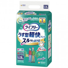 (低至$115) 日本製 LL 18片裝 Unicharm Lifree 輕快型 加大碼 成人紙尿褲 (男女共用) 2回 腰圍90-125cm U